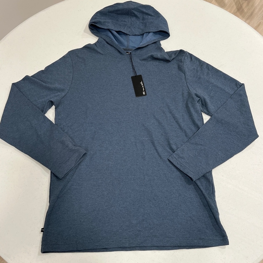 Travis Mathew Seven Minutes Lightweight Hoodie Sweatshirt Medium Blue Nights $99
